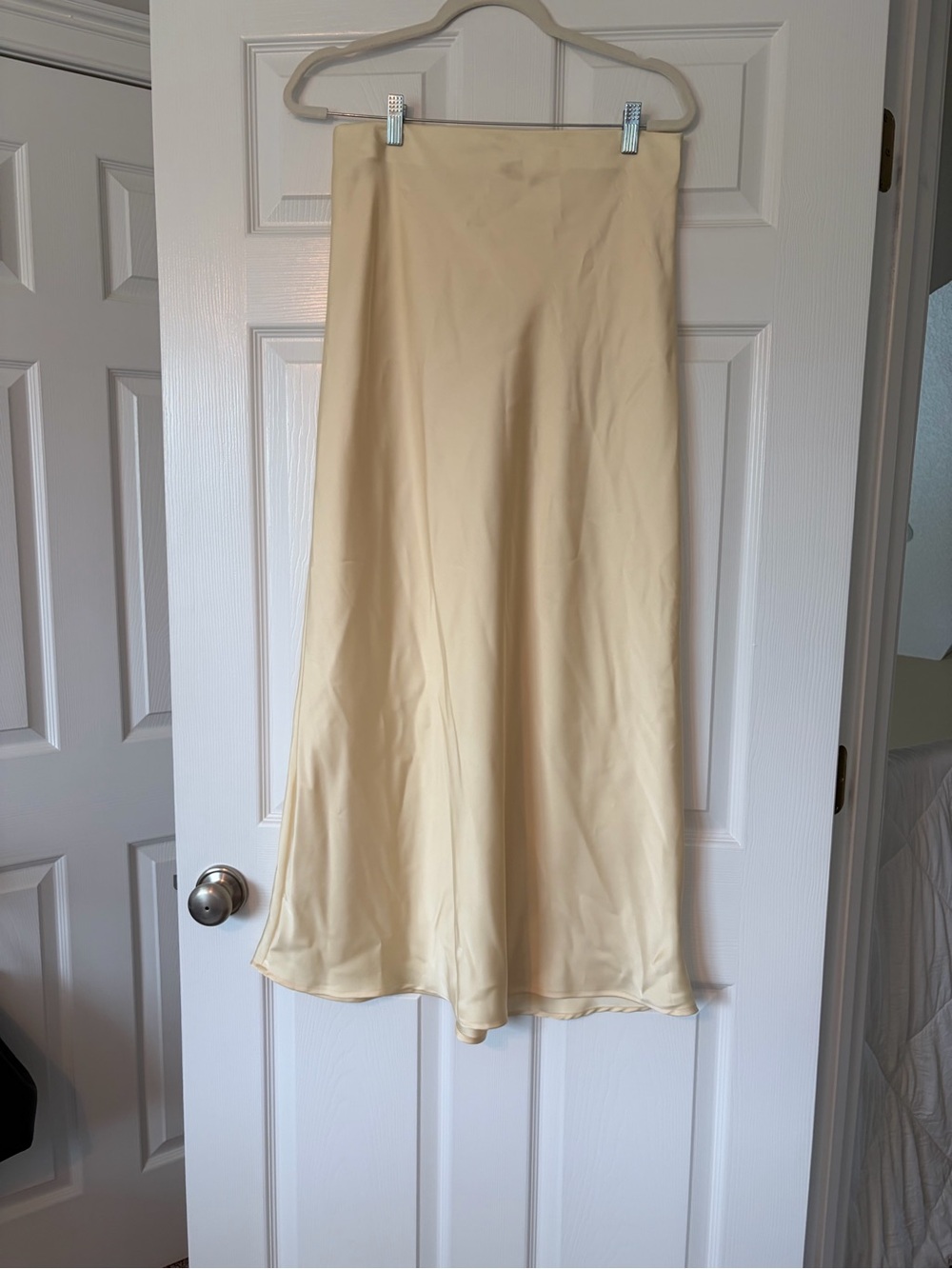 Butter yellow Satin A-Line Maxi Skirt